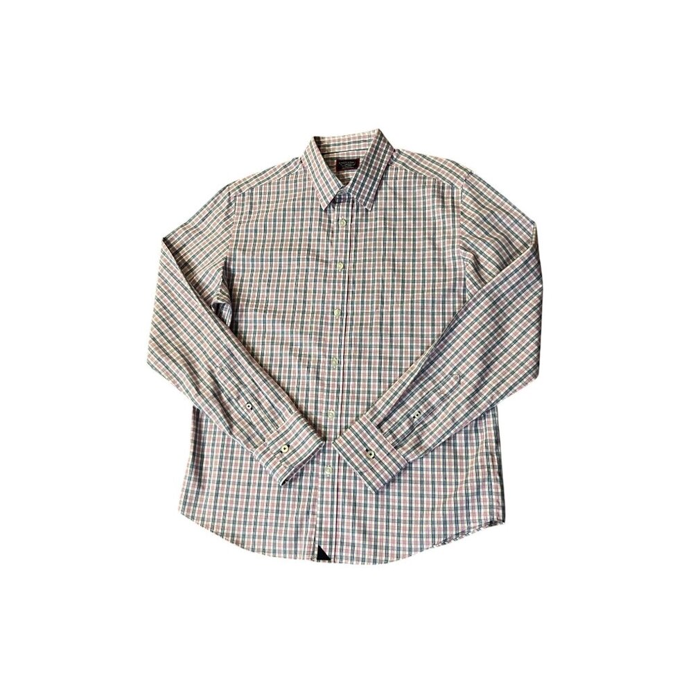 Untuckit Shirt Mens M Slim Fit Wrinkle Free Blue Pink Plaid Long Sleeve Used - Picture 12 of 13